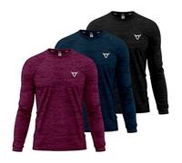 TORO ACTIVA Mens Pack of 3 T Shirt Light Weight Quick Dry Soft Moisture Wicking Active Athletic Plain Full Sleeve Shirts Workout Top