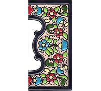 TORO DEL Oro House Numbers and Letters in Ceramic Enamelled Tile Technical Hand Painted Dry Rope Names and Directions Medium Flower Design 5x10.5cm (Margin"Wide Valance")