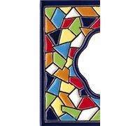 TORO Del Oro House Numbers and Letters Tile Enamelled Ceramic, Hand Painted Technical Rope Dry Names and Addresses, Medium Mosaic Design 6x10.5cm (Wide Termination)