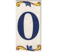TORO DEL ORO House Numbers - Tile Numbers and Letters - Ceramic Chalca - Crackle Style - Names and Address - Large Craquelle Design 7.5 x 15 cm (Letter "O")