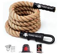 TORO GEAR 1.5" diameter Jute Gym Climbing Rope, 10-19.7 ft length-Cross training Rope, Battle Rope for Gyms,cross training,Firefighters-with Hook included, for Outdoor, Fitness, and Strength Training