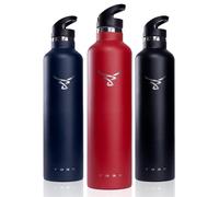 Toro Insulated Steel Water Bottle Vacuum Metal Flask Cold 24 Hours & Hot 12 Hours | Stainless Steel Lid & Sports Cap with Straw | Leak Proof No Condensation | 600ml / 750ml / 1000ml / 1L, Lava Red