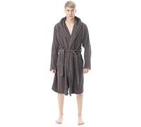 Toro Rocco Bath Robe Men's Hooded Towelling Dressing Gown 100% Cotton Terry Towel Gowns Robes Bathrobe For Men, Charcoal M/L
