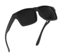 TOROE Super Dark Black Out Polarized Sunglasses Extreme Light Sensitivity Advanced UV Protection C4 Impact Resistant, Range | Black Emblem | C4, 140mm