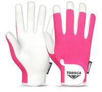 TOROGA Work Gloves Multipurpose Gardening Gloves, Safety Working Gloves with High Grip, Heavy Duty Working Gloves For Men And Women Made to Fit on Hands. (Pink, XL)