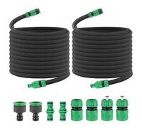 TOROKOM 100FT Soaker Hose Garden Drip Irrigation System Kit - Water Saving Efficient Watering High Quality for Garden Lawn Agriculture with UK Faucet Connectors Quick Connect Accessories