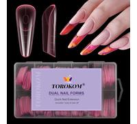 TOROKOM 120 PCS Dual Nail Forms for Poly Extension Gel, Poly Nail Gel Nail Molds for Builder Extension Gel Nail Art Design Salon&DIY - Pink