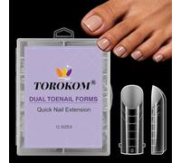 TOROKOM 120 Pcs Poly Gel Nail Kits for Toes Set, 12 Sizes Poly Gel Toenail Kit Clear Dual Forms with Oval Tips, Toenail Extension Kits with Poly Gels Nail Forms for Home Salon Pedicure