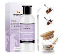 TOROKOM 120ml 3-in-1 Nail Brush Cleaner Kit with Glass Cup & Scrub Brush for Acrylic, Gel Polish & Extension Gel
