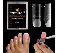 TOROKOM 120Pcs Poly Gel Nail Forms for Toes, Long Square Dual Forms, Pedi Nail Extension, Reusable Toe Nail Tips Mold（12 Sizes ）