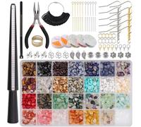 TOROKOM 1700+ Jewelry Making Kit with Crystal Beads, 28 Colors Natural Crystal Stone Ring Making Kit with Pendant Wire, Pliers, Lobster Clasp Hooks for Necklace Earring Bracelet DIY Supplies