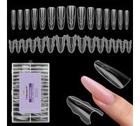 TOROKOM 240PCS Sandwich Dual Nail Forms, Transparent Top & Bottom Design Nail Molds for Quick Nail Extensions, Reusable Nail Mold for Builder Gel & Polygel, No Paper Forms Needed (14 Sizes - Ellipse)