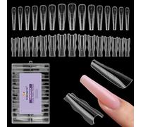 TOROKOM 240PCS Sandwich Dual Nail Forms, Transparent Top & Bottom Design Nail Molds for Quick Nail Extensions, Reusable Nail Mold for Builder Gel & Polygel, No Paper Forms Needed (14 Sizes-Trapezoid)