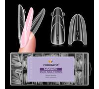 TOROKOM 256PCS Sandwich Dual Nail Forms, Transparent Top & Bottom Design Nail Molds for Quick Nail Extensions, Reusable Nail Mold for Builder Gel & Polygel, No Paper Forms Needed (16sizes Almond)