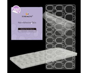 TOROKOM 300 pcs False Nail Stickers - 10 sheet Double-Sided Waterproof Adhesive Nail Stickers, Transparent Nail Glue Alternative, Easy to Apply & Remove, Jelly Gel Nail Adhesive Tabs for False Nails