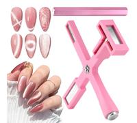 TOROKOM 5-in-1 Cat Eye Nail Magnet Tool Set - Dual-Ended Hexagon Magnetic Pen & Multi-Head Cat Eye Magnet for Gel Polish, Strong Magnetic Power, Nail Art Design Tool (Pink)