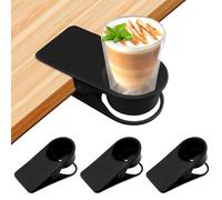 TOROKOM Drinking Cup Holder Clip, 3PCS Chair Desk Bottle Cup Stand Glass Clamp Storage Saucer Clip with Groove for Potted Plant Beverage Coffee Mug Holder for Home & Office (3PCS Black)