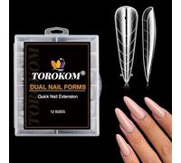 TOROKOM Dual Nail Forms for Poly Extension Gel 120 PCS Structure Poly Nail Gel Stiletto Nail Tips for Builder Gel Poly Nail Gel Nail Art Design Salon&DIY