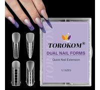 TOROKOM Dual Nail Forms System Full Cover Nail Mold Tips Acrylic Nail Extension Tools for Nail Art Salon Nails Design(4 Styles)