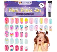 TOROKOM Kids Press On Nails Kit - 168 Pieces Fake Nails with Jelly Nail Adhesives &Builder Glue, Full Cover Short False Nails for Girls for Birthday, Party, Christmas-Colorful Sea