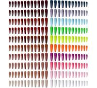 TOROKOM Long Coffin Fake Nails, 480PCS Solid Color Ballerina Coffin False Nails Artificial Press on Nail Acrylic Full Cover Nails for Women & Girls DIY Nail Art Supplies Manicure at Salon Home