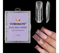 TOROKOM Nail Dual Forms for Poly Gel, 120P Quick Extension Molds Clear Tips, Full Cover Reusable Nail Forms for Builder Gel Manicure Design Salon & DIY