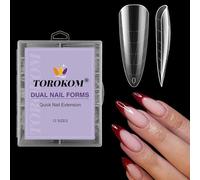 TOROKOM Nail Dual Forms for Poly Gel, 120P Quick Extension Molds Clear Tips, Full Cover Reusable Nail Forms for Builder Gel Manicure Design Salon & DIY