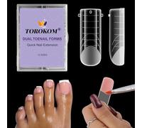 TOROKOM Poly Gel Nail Forms for Toes, 120Pcs 12 Sizes Long Square Dual Forms, Pedi Nail Extension, Reusable Toe Nail Tips Mold