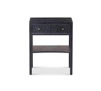 Toronto 1 Drawer Bedside Table - Black Ceruse Oak & Brass