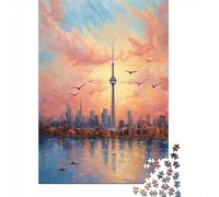 Toronto Canada 1000 Piece Jigsaw Puzzle, Downtown Architecture at Night, Premium Paper Puzzle, Mindful Activity for Puzzle Lovers, Paper Board, 38x26cm/1000pcs