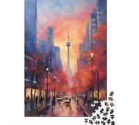 Toronto Canada 1000 Piece Jigsaw Puzzle, Downtown Architecture at Night, Premium Paper Puzzle, Mindful Activity for Puzzle Lovers, Paper Board, 38x26cm/1000pcs