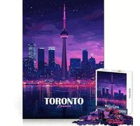 Toronto Canada Skyline at Night for Adults 1000 Piece Jigsaw Puzzle Brain Teasing Soft Distraction Smooth Edges Seasonal Gift (50x75cm)