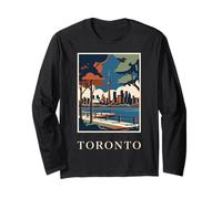 Toronto Canada Skyline CN Tower Vintage Travel Artwork Long Sleeve T-Shirt