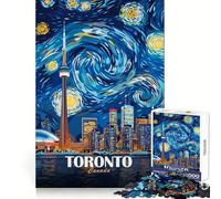 Toronto Canada Starry Night Style Art 1000 Piece Jigsaw Puzzle for Teenagers Brain Challenge Toy Relax Time Precise Cut Art Display 38x26cm