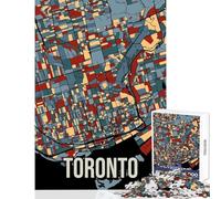 Toronto City Map Art 1000 Piece Jigsaws for Teenagers Boost Memory Retention Effectively Calming Relaxing Leisure Game (38x52cm)