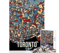 Toronto City Map Art Jigsaw for Teenagers 1000 Pieces Stimulate Active Brain And Mind Gentle Relaxing Fun Activity (50x75cm)