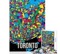 Toronto City Map Art Jigsaw Puzzles for Teenagers 1000 Funny Gifts Learning Educational Toy Wall Decor Suitable for Ages 14 And Up size 38x26cm