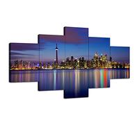 Toronto City Wall Art Toronto Canada Wall Decor CN Tower Canvas Print Cityscape Night Picture Poster Framed Home Living Room Decoration(60''Wx32''H)