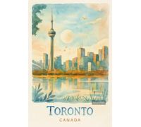 Toronto Cityscape at Sunset or Sunrise - A4 Travel City Poster Wall Art Home Decor Art Print Featuring Iconic Landmarks and Global Destinations for Interiors Inspired by Culture and Exploration