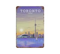 Toronto Ontario Cityscape Sunset,Tin Sign Vintage Retro Man Cave Bar Pub Shed Novelty Gift Aluminium Metal Tin Wall Décor Sign(20x30cm)8x12 inch-F48