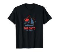 Toronto Ontario Sailboat Sunset Design Value Graphic T-Shirt, Men, Black, XL