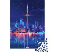Toronto Skyline at Night 1000 Piece Jigsaw Puzzle for Adults, 70x50cm/1000pcs, White Cardboard, Gift Idea for Puzzle Lovers And Time at Home