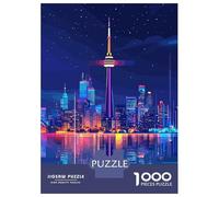 Toronto Skyline at Night 1000 Piece Jigsaw Puzzle, Historic Square Architecture, Weekend Hobby, Matte Printed Jigsaw, Family Night Game for Families, 52x38cm/1000pcs