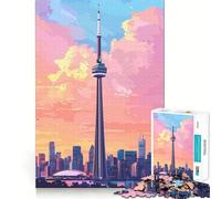 Toronto Skyline at Sunset Jigsaw Puzzles 1000 Piece for Teenagers Mind Skill Toy Cozy Relax Design Assembly Thoughtful Gift 38x52cm