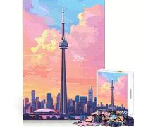 Toronto Skyline at Sunset Jigsaw Puzzles 1000 Piece for Teenagers Mind Skill Toy Cozy Relax Design Assembly Thoughtful Gift 38x52cm