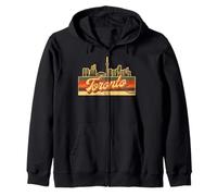 Toronto Skyline & Canada Retro Stripes - Canadian Pride Zip Hoodie