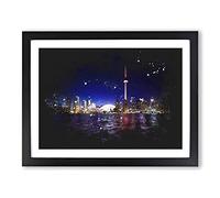 Toronto Skyline In Canada Paint Splash Modern Art Framed Print | A4 Black Framed Wall Art | Ready to Hang | Modern Cityscape Picture | Living Room Bedroom Lounge Office