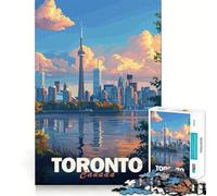 Toronto Skyline Sunset Jigsaw Puzzles for Adults 1000 Piece Smart Reason Toy Family Bond Smooth Edge Art Display 38x52cm
