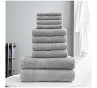 GC GAVENO CAVAILIA Soft 100% Cotton 10 Piece Towel Bale Set, Silver