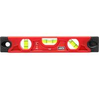 Torpedo Spirit Level 23 cm, TOP, mini Spirit Level with Horizontal, Vertical and 45° vials, Magnetic V-Groove for Pipes, Shock-Resistant end caps